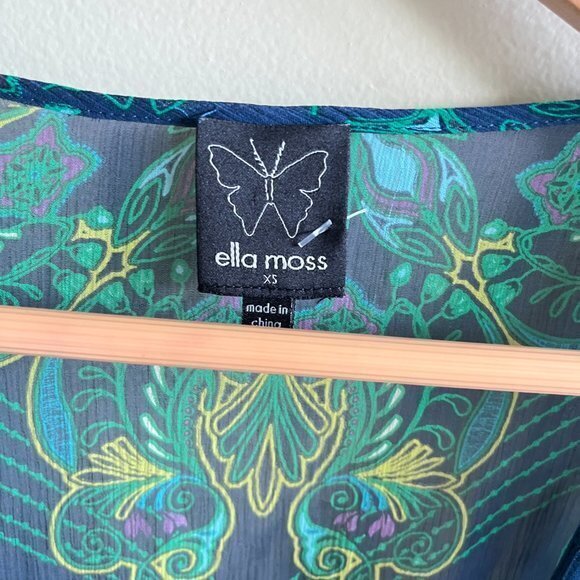 Ella Moss Boho Silk Chiffon Blouse‎ Dolman Sleeve Top Lined Printed Size XS - Picture 2 of 7